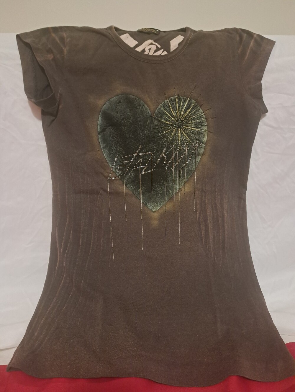 Rare Women’s Brown Taupe. Graphic Heart Tee - Casual Short Sleeve Top